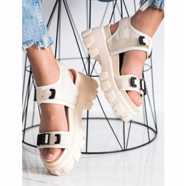 Seastar Sandalen auf der Plattform mit Schnallen beige 1