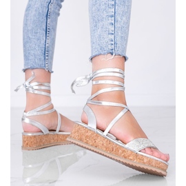 Silberne Sandalen mit Zirkonia besetzt Ves silber- 1