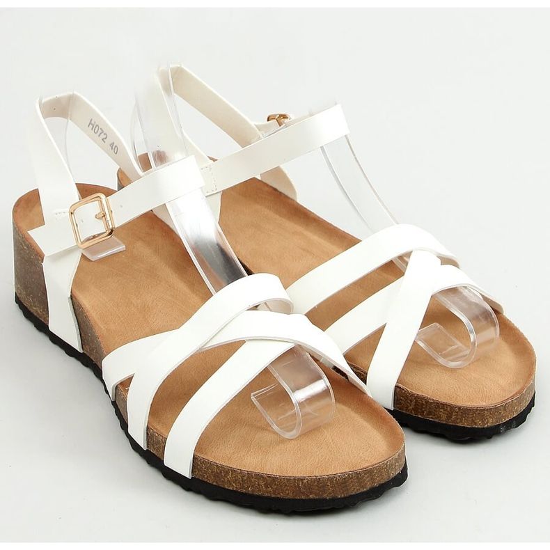 Weiße Sandalen auf Kork-Keilabsatz H072 Blanco 1
