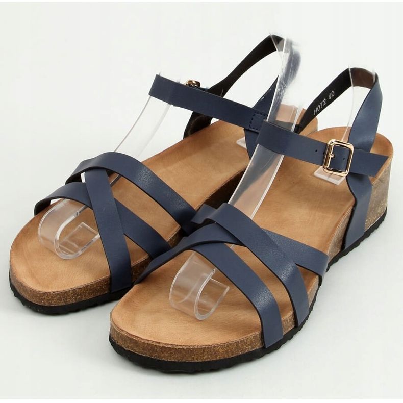 Sandalen auf Kork-Keilabsatz marineblau H072 Azul 1