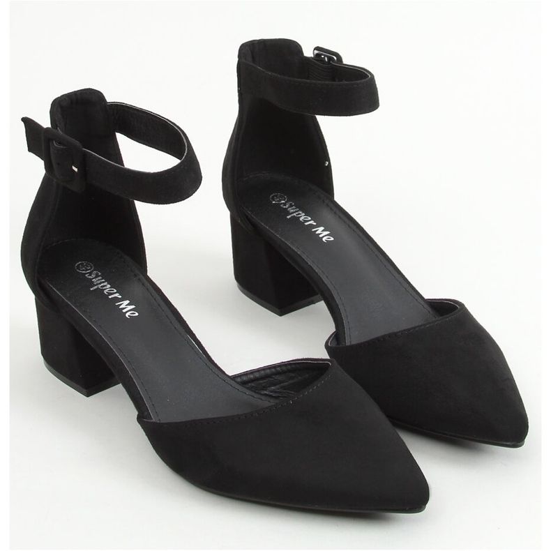 Pumps mit weiten Absätzen schwarz LL76 Black 1
