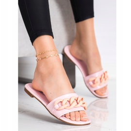 Ideal Shoes Modische rosa Hausschuhe 1