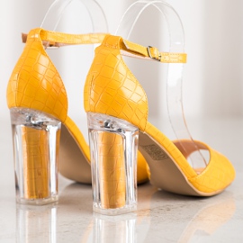 Renda Sandalen mit transparentem Absatz gelb 1