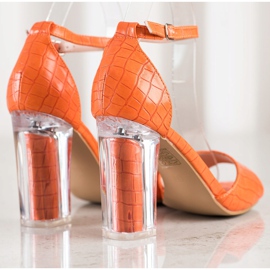 Renda Sandalen mit transparentem Absatz orange 1