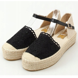 Espadrilles aus schwarzer Spitze 919-4 Schwarz 1