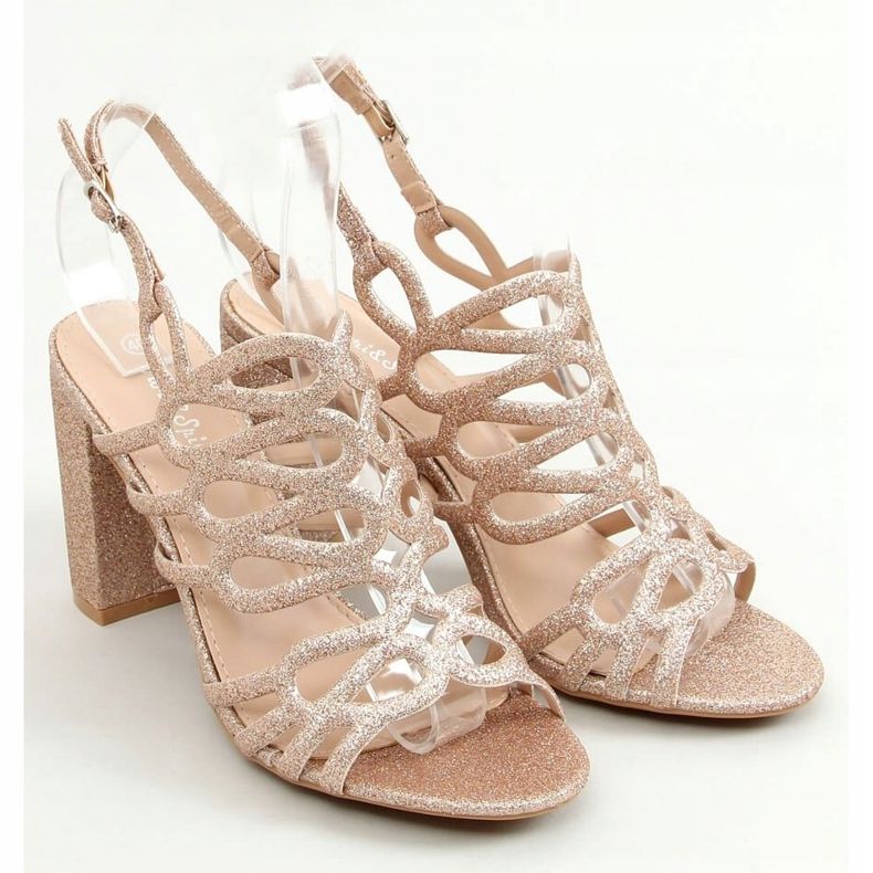 Champagner Sandalen mit hohen Absätzen 5099 Champagner rosa golden 1