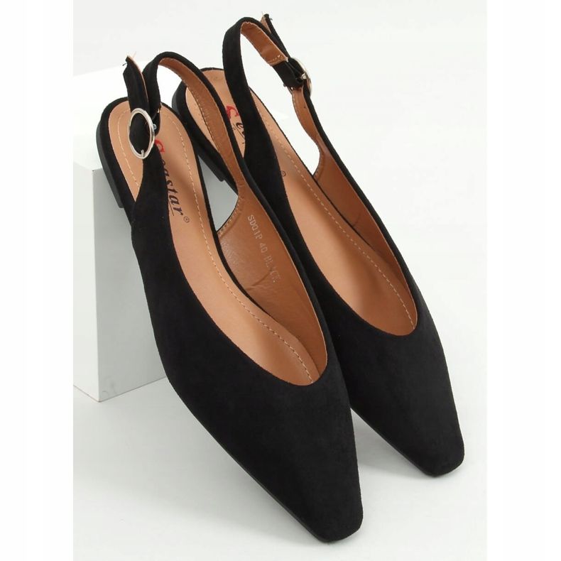 Schwarze Ballerinas mit offenen Absätzen SD01P Schwarz 1