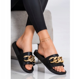 SHELOVET Schwarze Hausschuhe mit Ornament 2