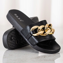 SHELOVET Schwarze Hausschuhe mit Ornament 1