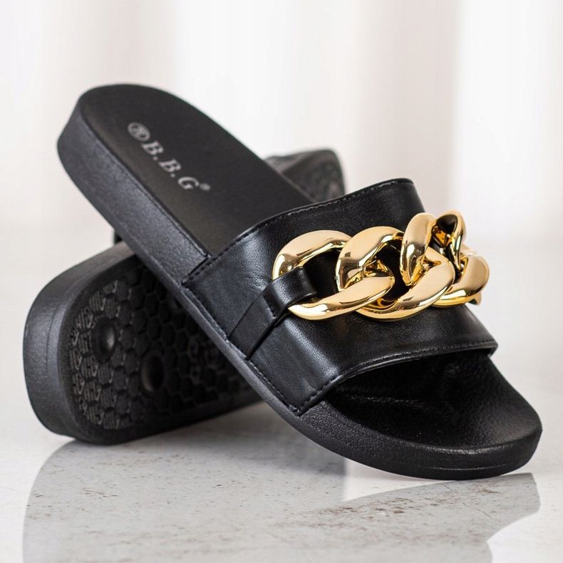 SHELOVET Schwarze Hausschuhe mit Ornament 1