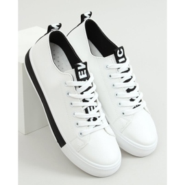 Schwarze und weiße Sneakers für Damen LR2189 WEISS / SCHWARZ 1