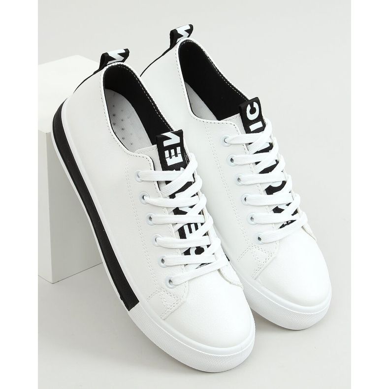 Schwarze und weiße Sneakers für Damen LR2189 WEISS / SCHWARZ 1