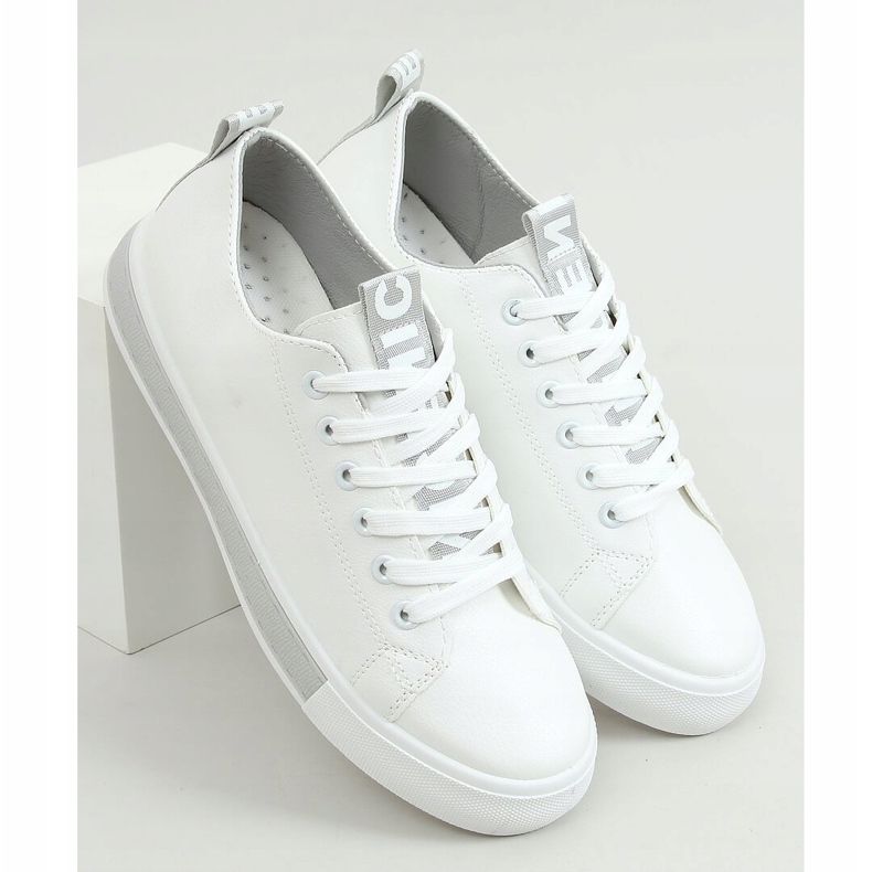 Weiße und graue Damen-Sneakers LR2189 WEISS / GRAU 1