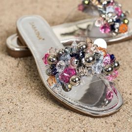 Sabatina Transparente Hausschuhe mit Ornamenten grau 1