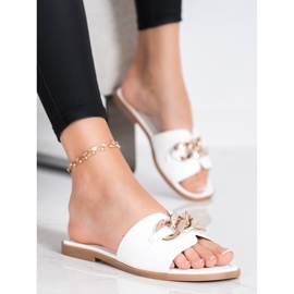 SHELOVET Hausschuhe mit goldener Verzierung weiß 2