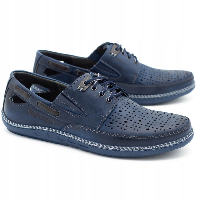 Polbut Herrenschuhe, durchbrochene Loafer J69L marineblau 1