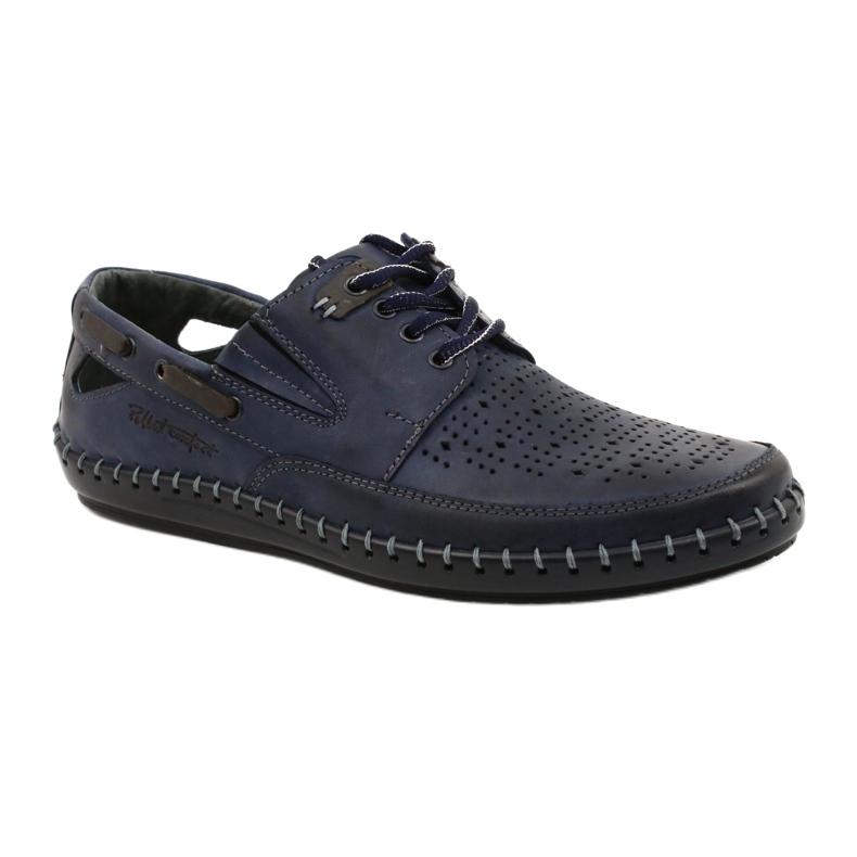 Polbut Herrenschuhe, durchbrochene Loafer J69L marineblau 2