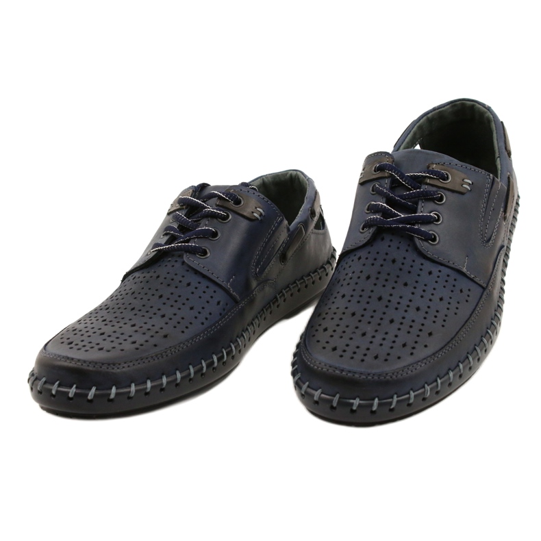 Polbut Herrenschuhe, durchbrochene Loafer J69L marineblau 4