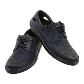 Polbut Herrenschuhe, durchbrochene Loafer J69L marineblau 5