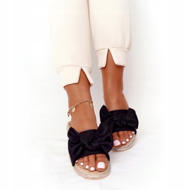 MSMG Schwarze Gummihausschuhe Andrea mit Schleife 3