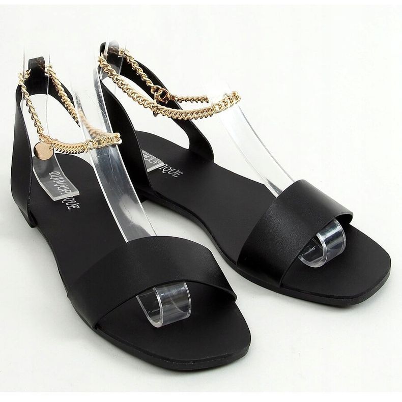 Schwarze Sandalen mit Kette HY23-11 Schwarz 1