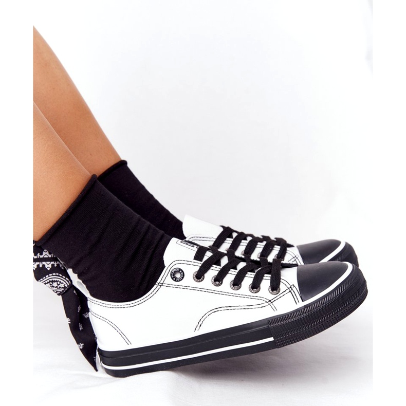 Damen Leder Sneakers Big Star HH274147 Weiß und Schwarz 3