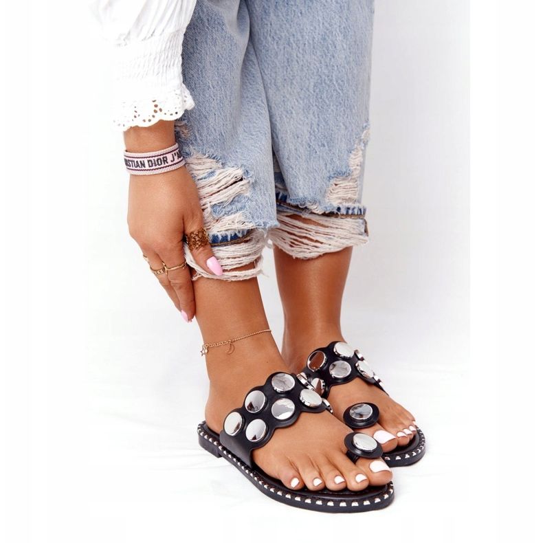 PS1 Hausschuhe aus Kunstleder mit Jets SK78P Schwarz Ava silber- 4