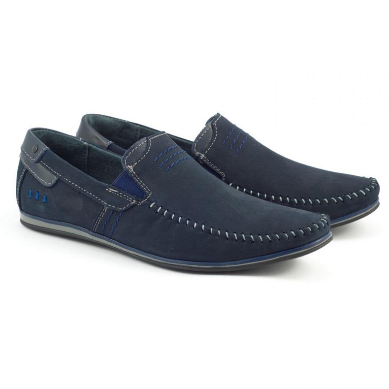 KOMODO Herren Leder Slipper 876 marineblau 2