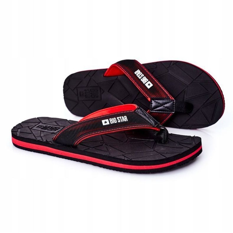 Schwarze Flip-Flops für Herren Big Star HH174820 rot 1