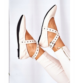 Faltbare Ballerinas aus Leder Lu Boo Beige 1