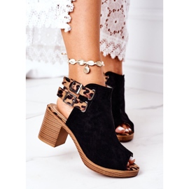 Wildledersandalen On A Bar Lu Boo Schwarzer Leopard braun 2