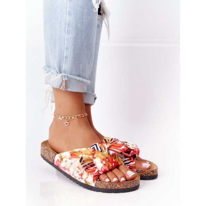 PS1 Flip-Flops auf gelber Korksohle mit Wendy-Blumen mehrfarbig 1