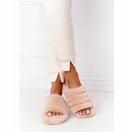 PS1 Pelzpantoffeln auf beiger Schneeflocke-Plattform 2