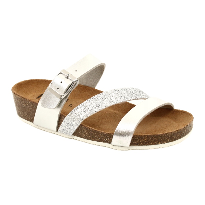 IZZI Damen Metallic Flip-Flops-Schall-Größe Ledereinsatz silber- 1