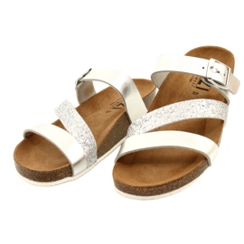 IZZI Damen Metallic Flip-Flops-Schall-Größe Ledereinsatz silber- 2