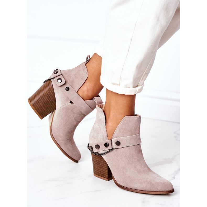 Wildleder Booties On A Bar Lewski Shoes 2880 Cappuccino beige 2