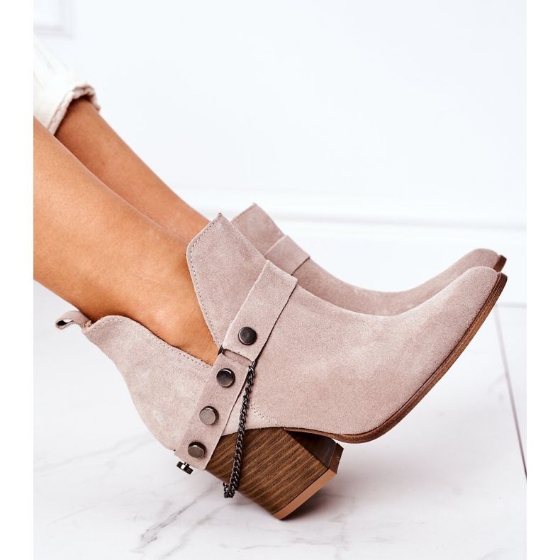Wildleder Booties On A Bar Lewski Shoes 2880 Cappuccino beige 1