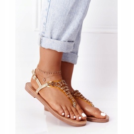 Sandalen Flip-Flops mit Steinen Lu Boo Golden 2