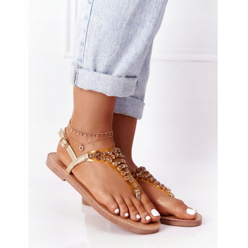 Sandalen Flip-Flops mit Steinen Lu Boo Golden 2