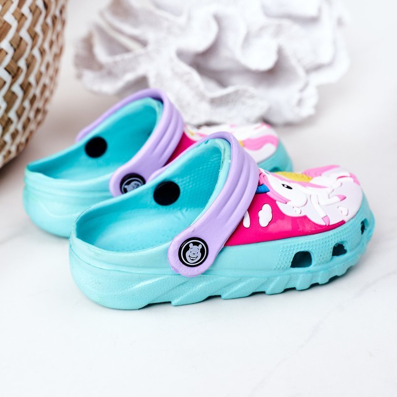 Kinder Hausschuhe aus Schaumstoff Crocs Grün Violett Oscar 1