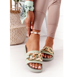 PS1 One Moment Hausschuhe aus Gummi mit Kette Hellgrün 1