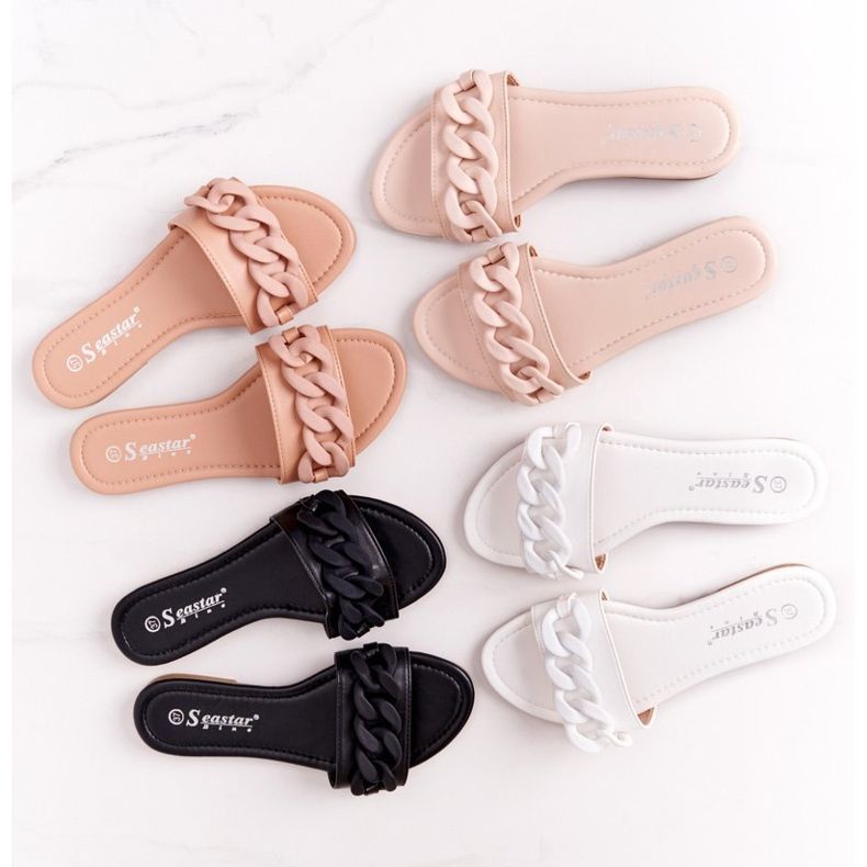 PS1 Lederpantoffeln mit Kette Schwarz Schritt für Schritt 2