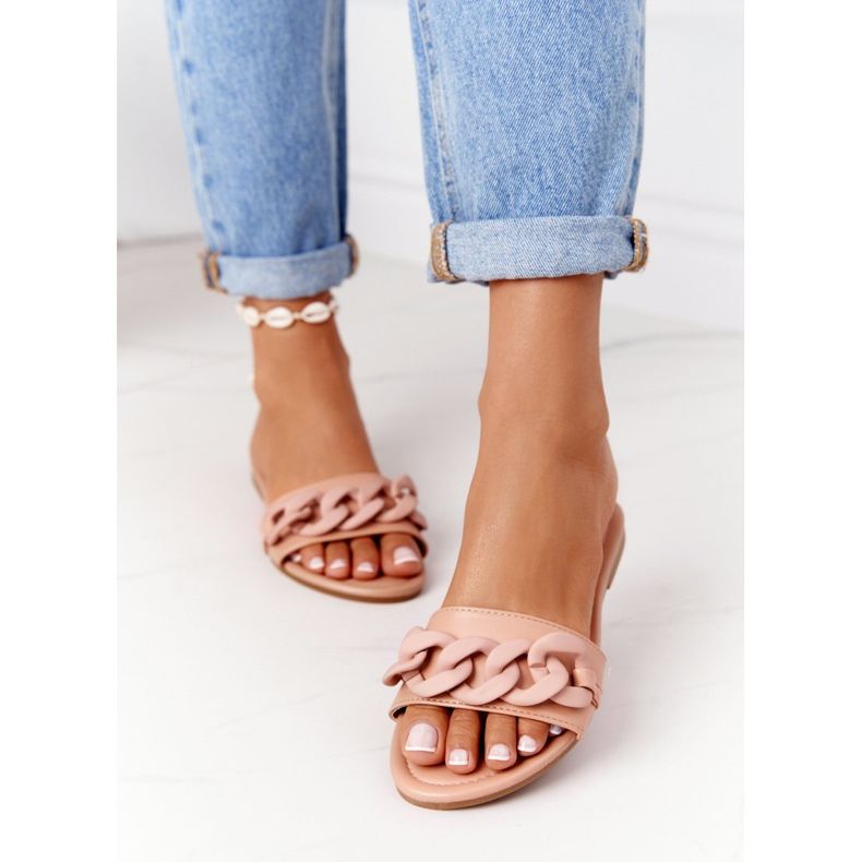 PS1 Lederpantoffeln mit Kette Kamel Schritt für Schritt khaki 2