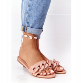 PS1 Lederpantoffeln mit Kette Kamel Schritt für Schritt khaki 1