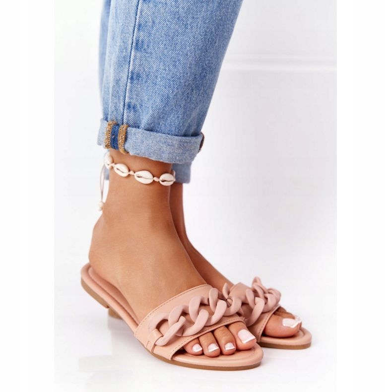 PS1 Lederpantoffeln mit Kette Kamel Schritt für Schritt khaki 1