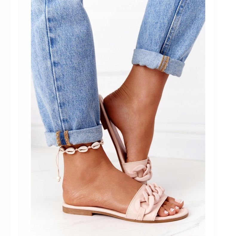 PS1 Lederpantoffeln mit einer Kette Beige Schritt für Schritt 1