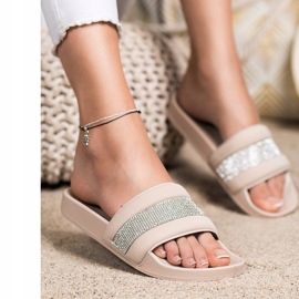 SHELOVET Hausschuhe mit Zirkonia beige 1