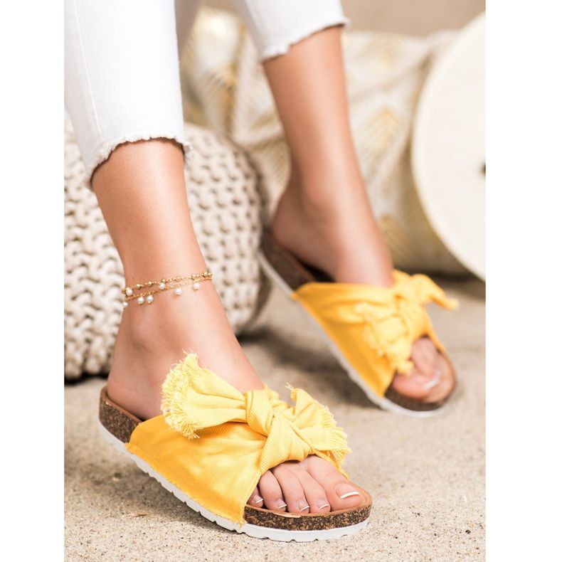 Forever Folie Bequeme Textilhausschuhe gelb 1