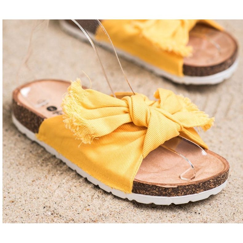 Forever Folie Bequeme Textilhausschuhe gelb 2