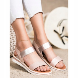 Best Shoes Modische Slip-On Sandalen rosa golden 1